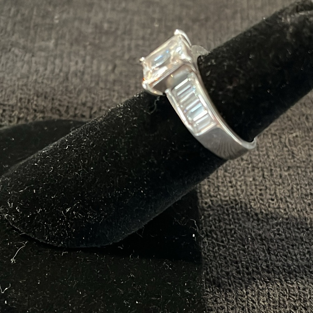 Sterling Square Cut CZ Ring-6 - Picture 4 of 11